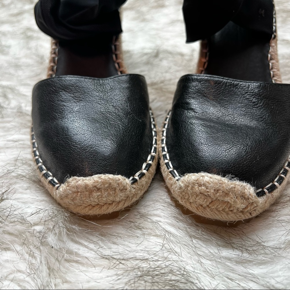Eileen Fisher Black Wallis Leather Wedge Espadrille Sandals Ankle Strap Size 6.5 - Picture 5 of 12